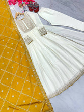 Load image into Gallery viewer, White Premium Designer Fancy Anarkali Gown Set Clothsvilla