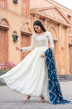 Load image into Gallery viewer, White Premium Designer Fancy Anarkali Gown Set Clothsvilla