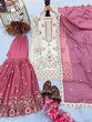 Load image into Gallery viewer, White Premium Designer Party Wear Georgette Top, With Pink Sarara &amp; Dupatta Set ClothsVilla