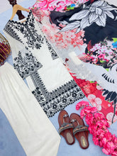 Load image into Gallery viewer, White Premium Designer Party Wear Pur Chinon Silk Top, Plazzo &amp; Dupatta Set Clothsvilla