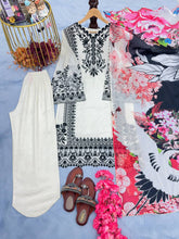 Load image into Gallery viewer, White Premium Designer Party Wear Pur Chinon Silk Top, Plazzo &amp; Dupatta Set Clothsvilla