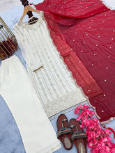 Load image into Gallery viewer, White Premium Designer Ready-Made Top, Palazzo, and Dupatta Clothsvilla