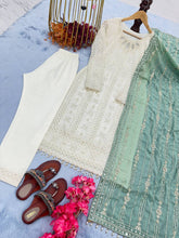 Load image into Gallery viewer, White Premium Designer Ready-to-Wear Top, Bottom, and Dupatta Set ClothsVilla