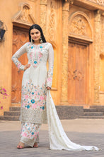 Load image into Gallery viewer, White Premium Designer Readymade Top Plazzo Set with Dupatta Clothsvilla