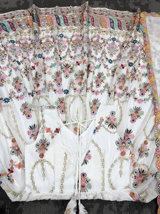 White Premium Faux Georgette Anarkali Gown with Dupatta ClothsVilla