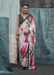 Load image into Gallery viewer, White Printed Chanderi Crepe Saree with Unstitched Blouse ClothsVilla