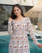 Load image into Gallery viewer, White Printed Cotton Flared Gown ClothsVilla