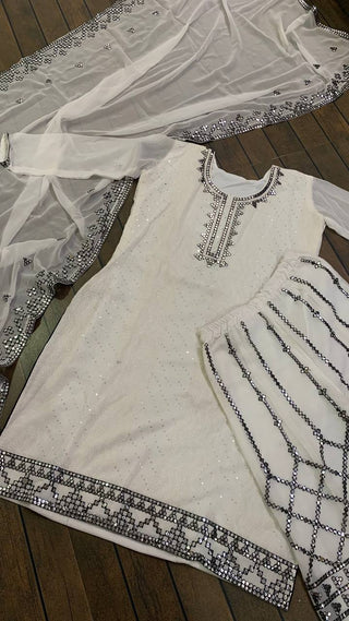 White Pristine White Elegance Georgette Set ClothsVilla