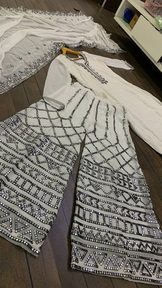 White Pristine White Elegance Georgette Set ClothsVilla