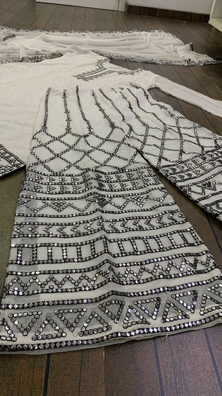 White Pristine White Elegance Georgette Set ClothsVilla