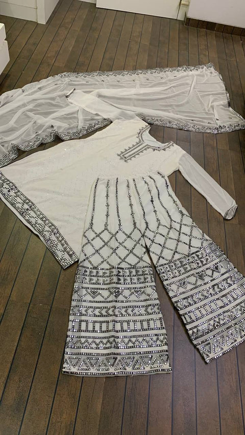 White Pristine White Elegance Georgette Set ClothsVilla Main image
