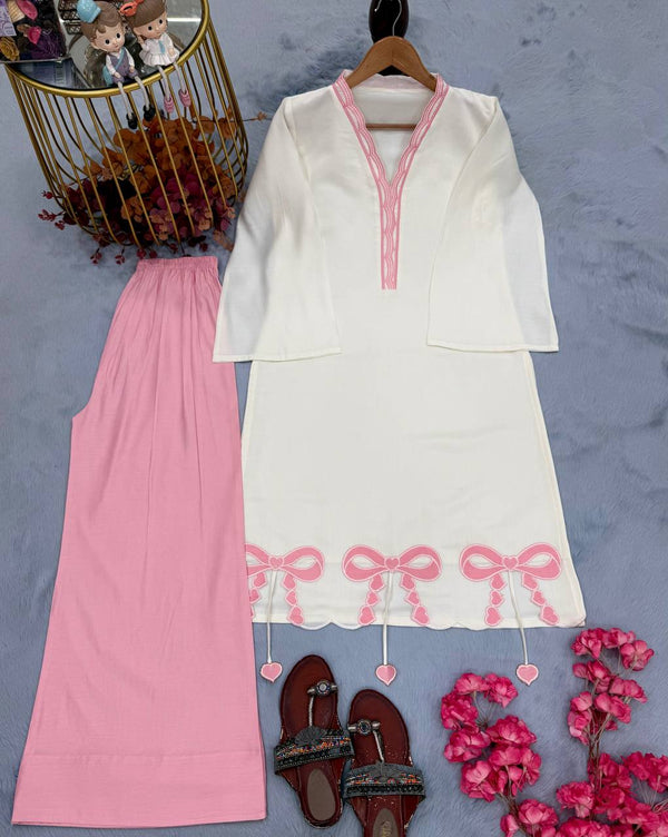 White Pur Roman Top & Palazzo Set ClothsVilla
