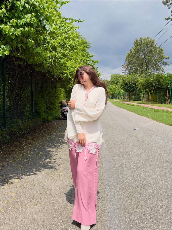 White Pur Roman Top & Palazzo Set ClothsVilla