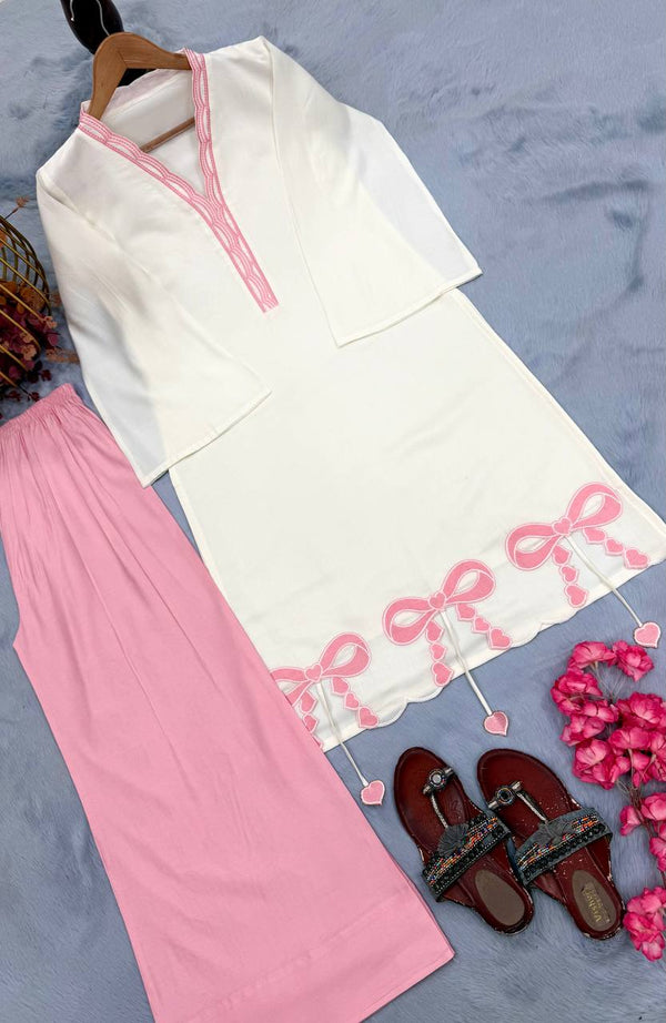White Pur Roman Top & Palazzo Set ClothsVilla