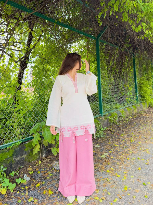 White Pur Roman Top & Palazzo Set ClothsVilla