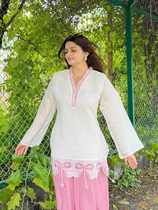 White Pur Roman Top & Palazzo Set ClothsVilla