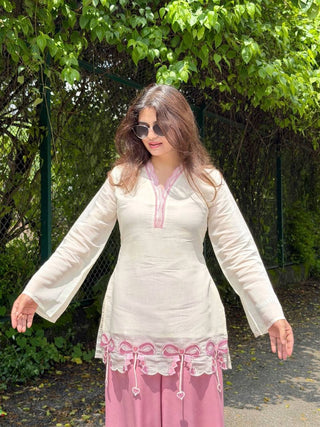 White Pur Roman Top & Palazzo Set ClothsVilla