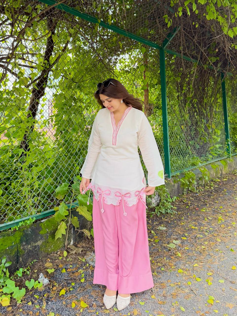 White Pur Roman Top & Palazzo Set ClothsVilla