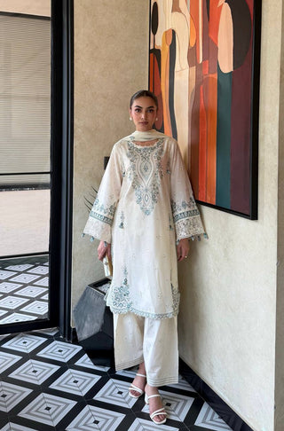 White Pure Satin Rayon Farchi Suit Set ClothsVilla