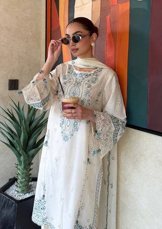 White Pure Satin Rayon Farchi Suit Set ClothsVilla