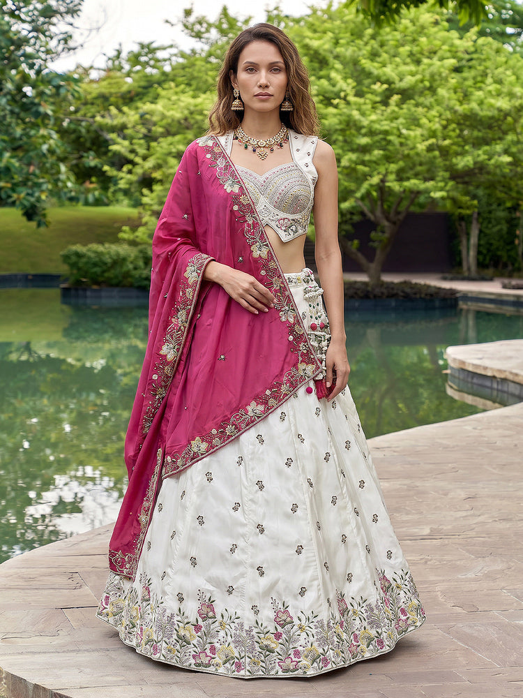 Chiffon Beads with Embroidered Lehenga Choli with Dupatta Clothsvilla