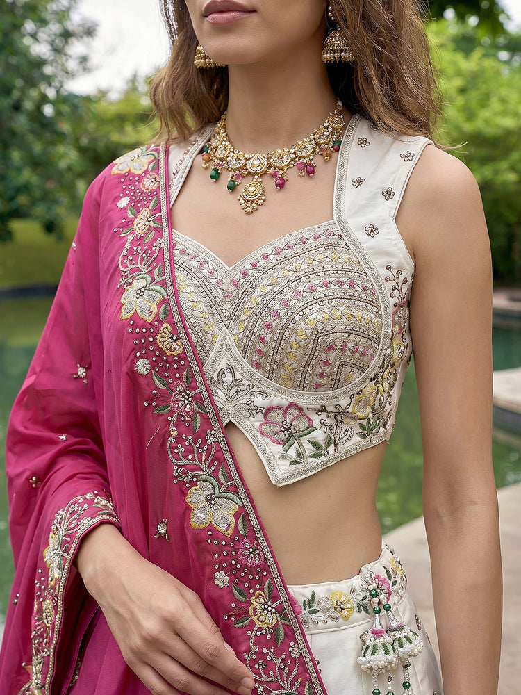 Chiffon Beads with Embroidered Lehenga Choli with Dupatta Clothsvilla