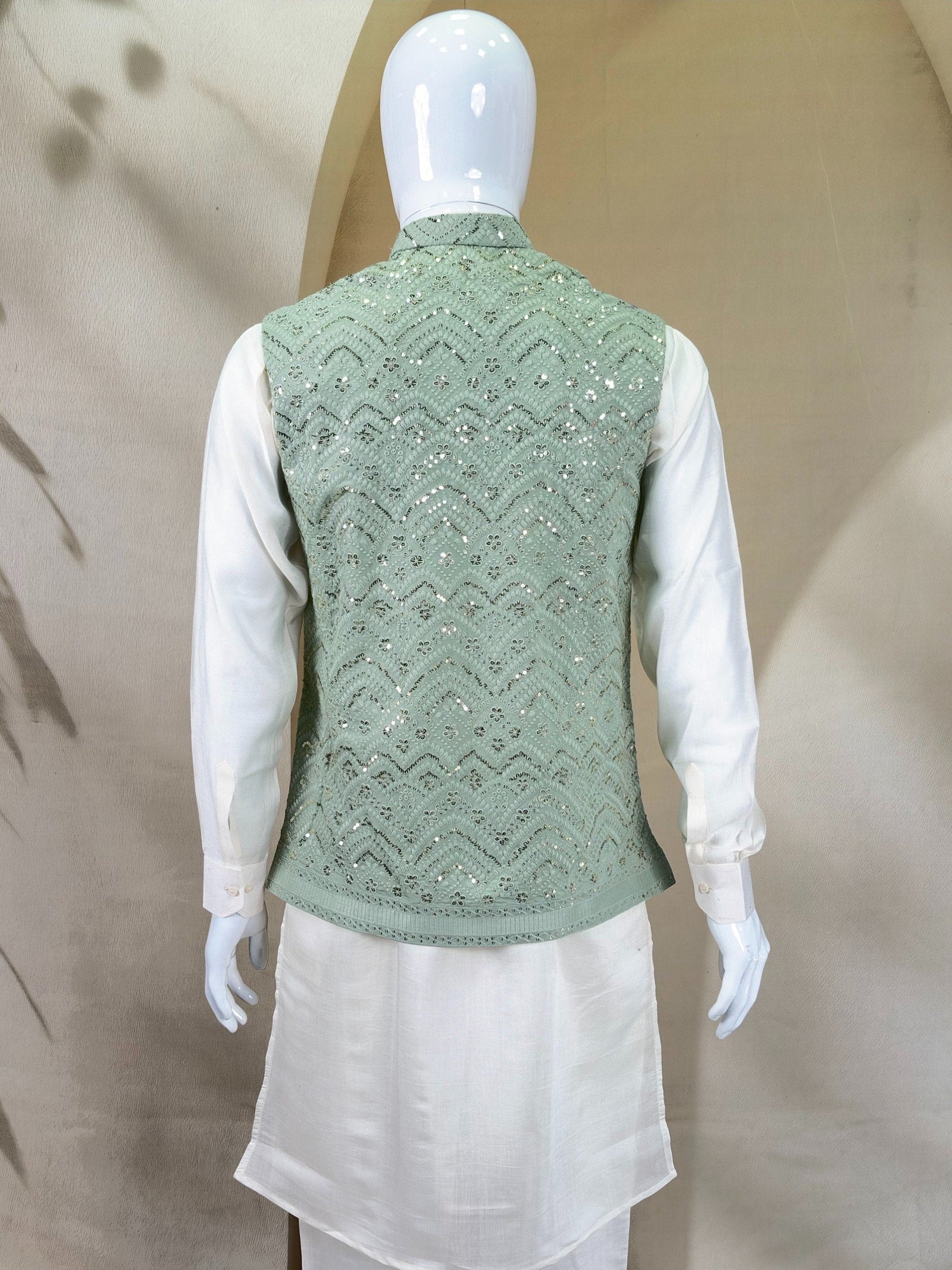 White Roman Silk Kurta,Pant With Sequins Koti ClothsVilla