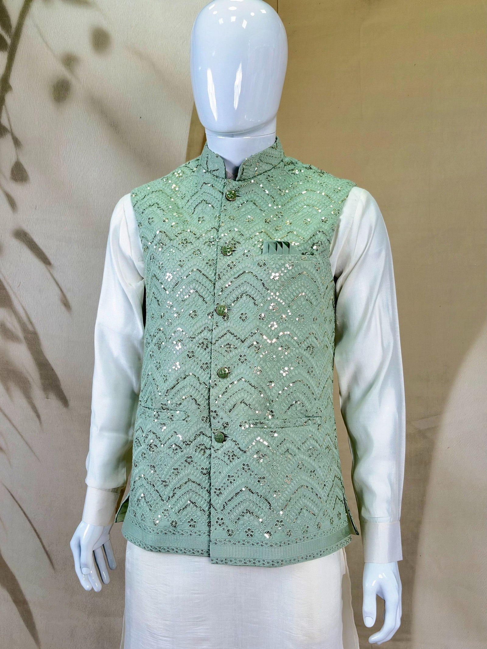 White Roman Silk Kurta,Pant With Sequins Koti ClothsVilla