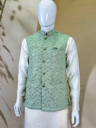 White Roman Silk Kurta,Pant With Sequins Koti ClothsVilla