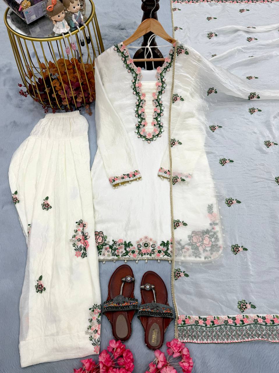 White Royal Farshi Palazzo Set ClothsVilla