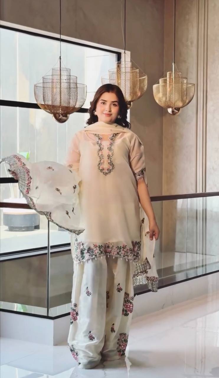 White Royal Farshi Palazzo Set ClothsVilla