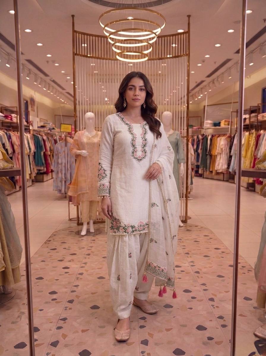 White Royal Farshi Palazzo Set ClothsVilla