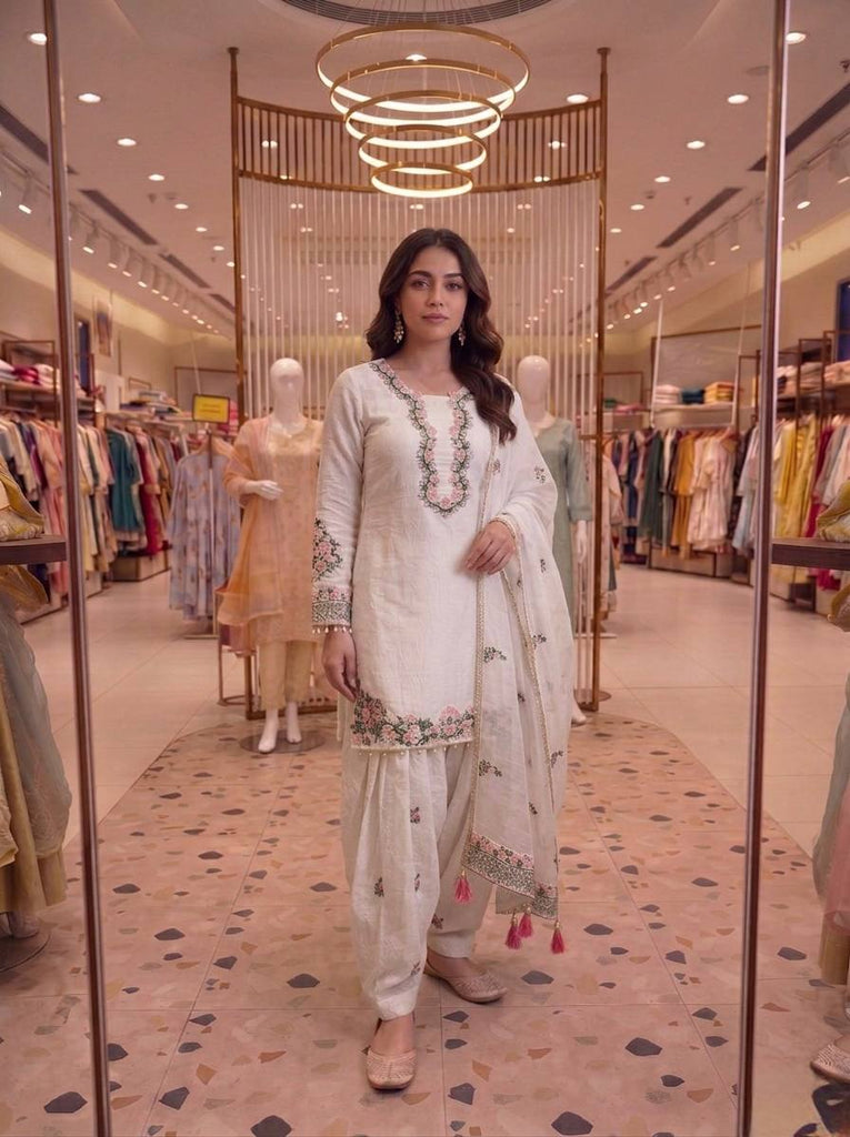 White Royal Farshi Palazzo Set ClothsVilla