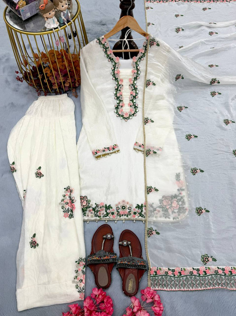 White Royal Farshi Palazzo Set ClothsVilla