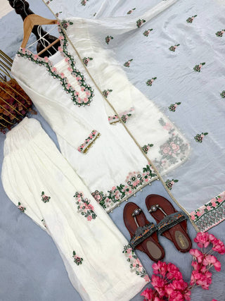 White Royal Farshi Palazzo Set ClothsVilla
