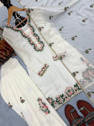 White Royal Farshi Palazzo Set ClothsVilla
