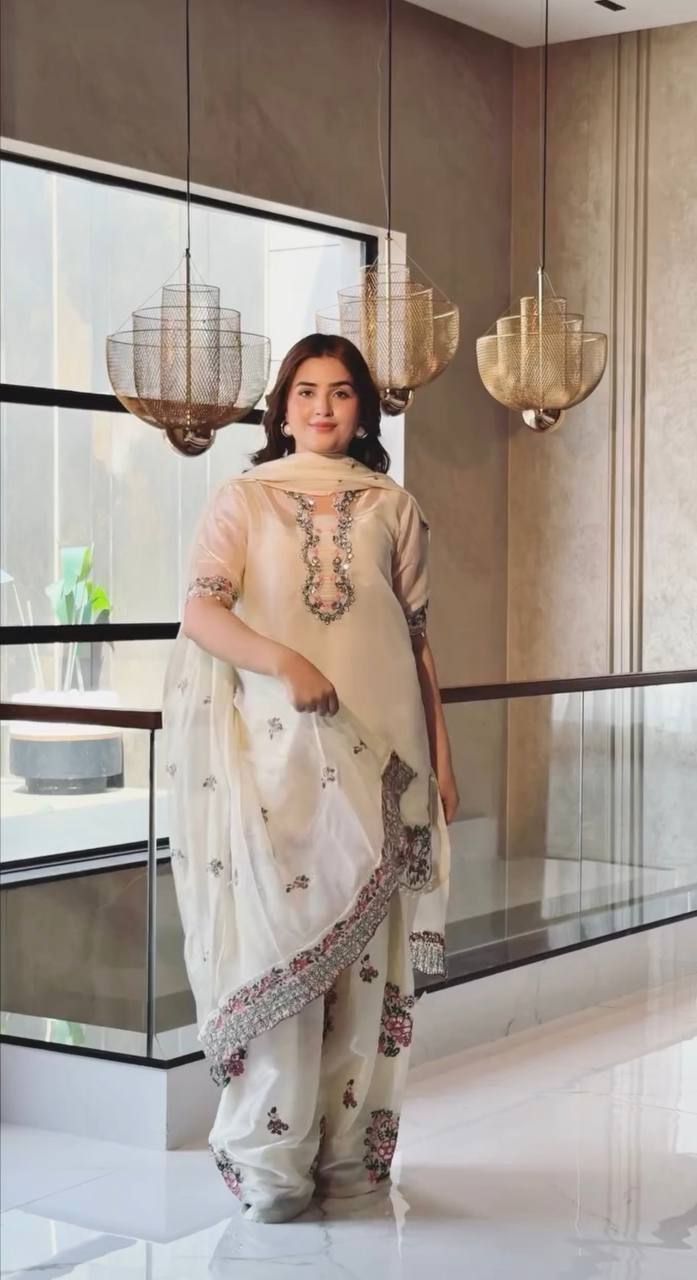 White Royal Farshi Palazzo Set ClothsVilla