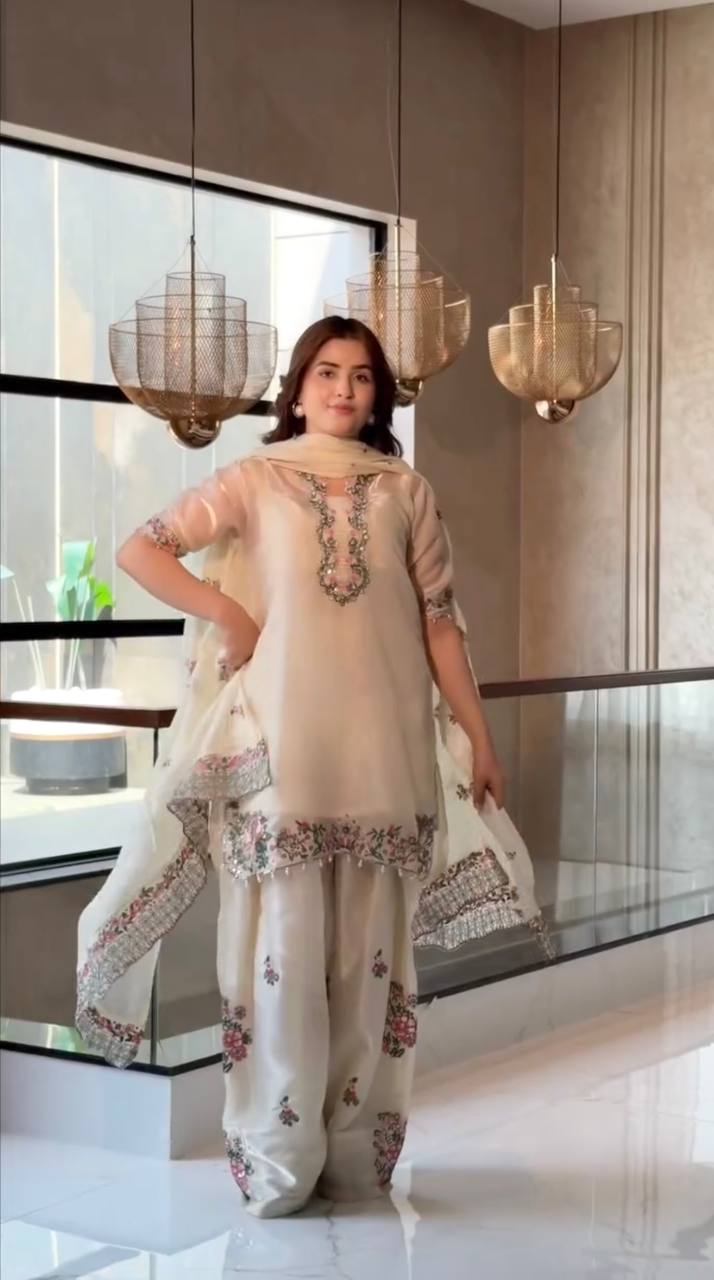 White Royal Farshi Palazzo Set ClothsVilla