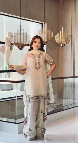 White Royal Farshi Palazzo Set ClothsVilla
