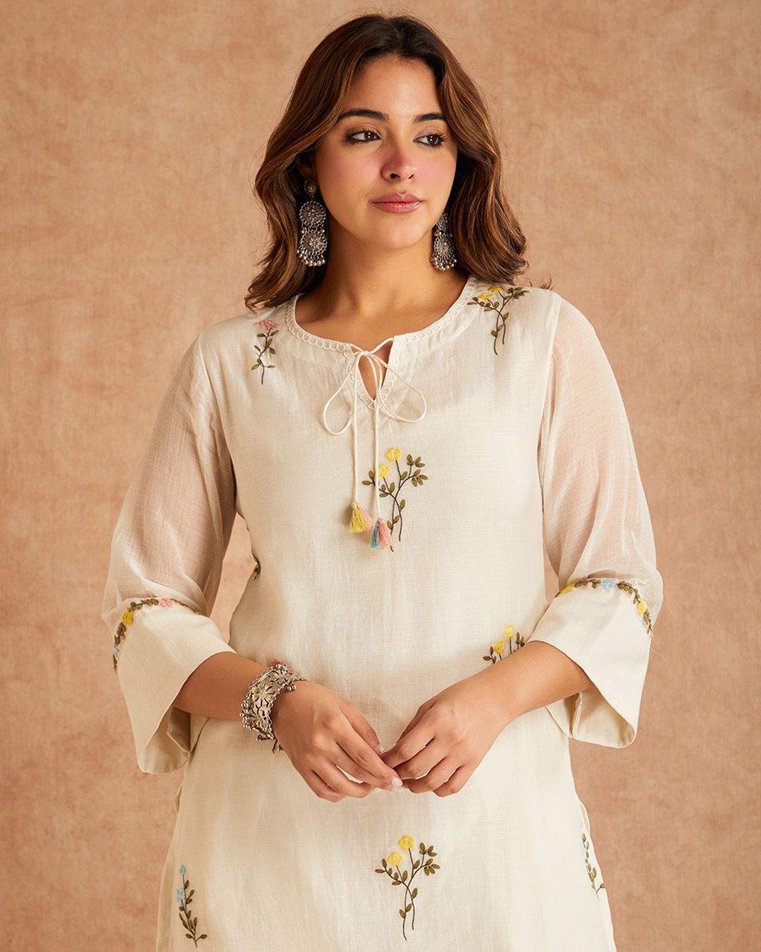 White Satin Chanderi Farshi Plazzo Set ClothsVilla