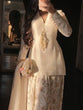 Load image into Gallery viewer, White Satin Embroidered Farshi Suit ClothsVilla