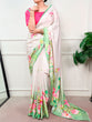 Load image into Gallery viewer, White Satin Silk Printed Saree ClothsVilla