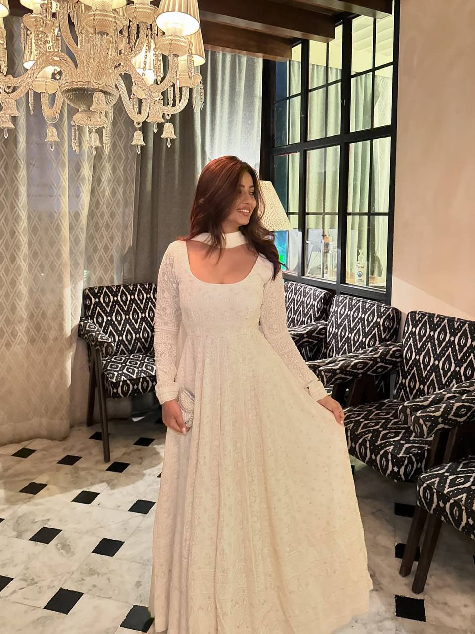 White Sequins Embroidered Gown ClothsVilla
