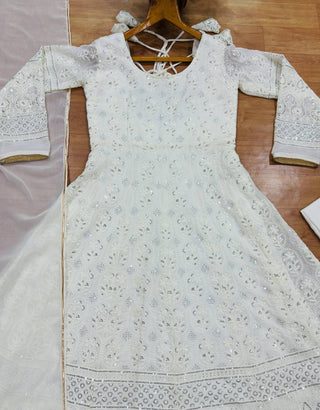 White Sequins Embroidered Gown ClothsVilla