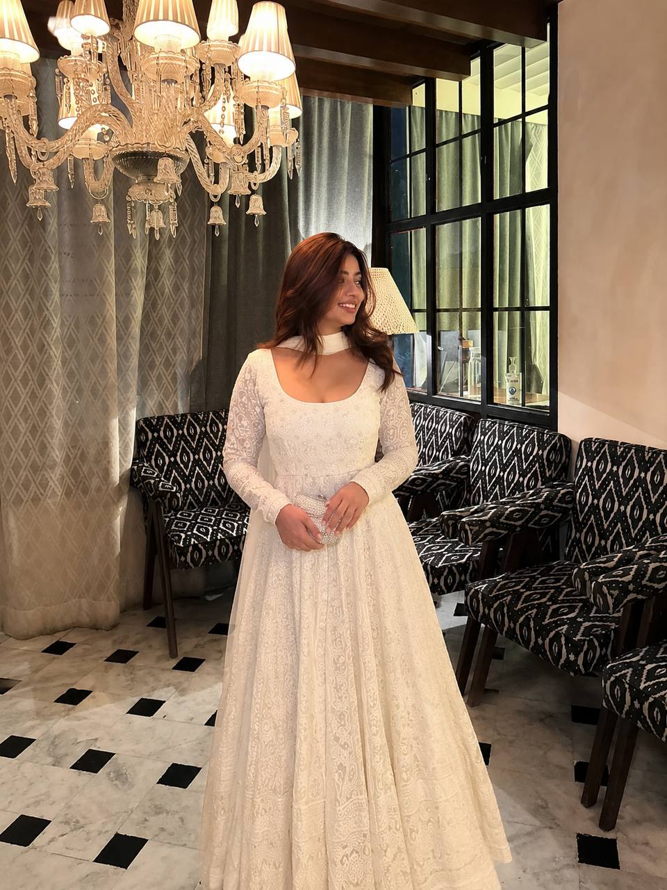 White Sequins Embroidered Gown ClothsVilla
