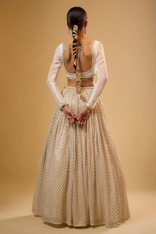White Sequins Georgette Lehenga ClothsVilla