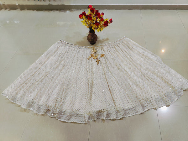 White Sequins Georgette Lehenga ClothsVilla