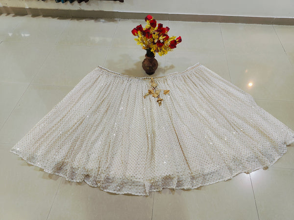 White Sequins Georgette Lehenga ClothsVilla