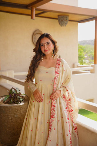 White Silk Festive Gown Sharara Set ClothsVilla