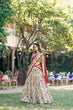 Load image into Gallery viewer, White Silk Foil Print Lehenga Set Clothsvilla